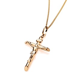 Old English Jewellers 9ct Yellow Gold on Silver Large Crucifix Cross Pendant & Chain 16 18 20 inch (18)