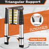 Soctone Telescoping Ladder, SocTone 12.5 FT Aluminum Lightweight Extension Ladder with 2 Triangle Stabilizers, Heavy Duty 330lbs Max Capacity, Multi-Purpose Collapsible Ladder for RV or Outdoor Work
