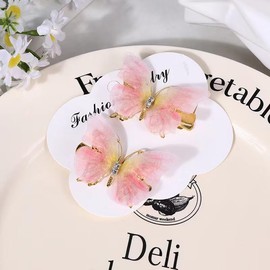 Hair Clips for Girls, Colorful Cute Butterfly Hair Clip for Kids, Hair Accessories Barrettes for Birthday Christmas Children's Day Gift (Pink-yellow)