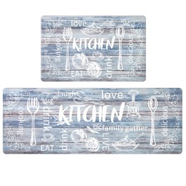 HEBE Anti Fatigue Kitchen Rug Set of 2 Non Slip Cushioned Kitchen Mats for Floor Waterproof Comfort Kitchen Rugs and Mats Farmhouse Chef Mats Floor Carpet for Sink,Laundry Room