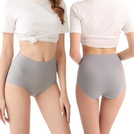 FallSweet No Show High Waist Briefs Underwear for Women Seamless Panties Multi Pack (Black3Grey2 (5 pack), XL)