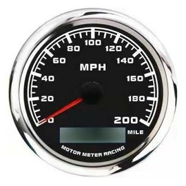 MOTOR METER RACING W Pro 85mm 3-3/8" GPS Speedometer Digital Odometer 200 MPH Waterproof Black Dial White LED for Car Truck Marine Boat Yacht Motorcycle