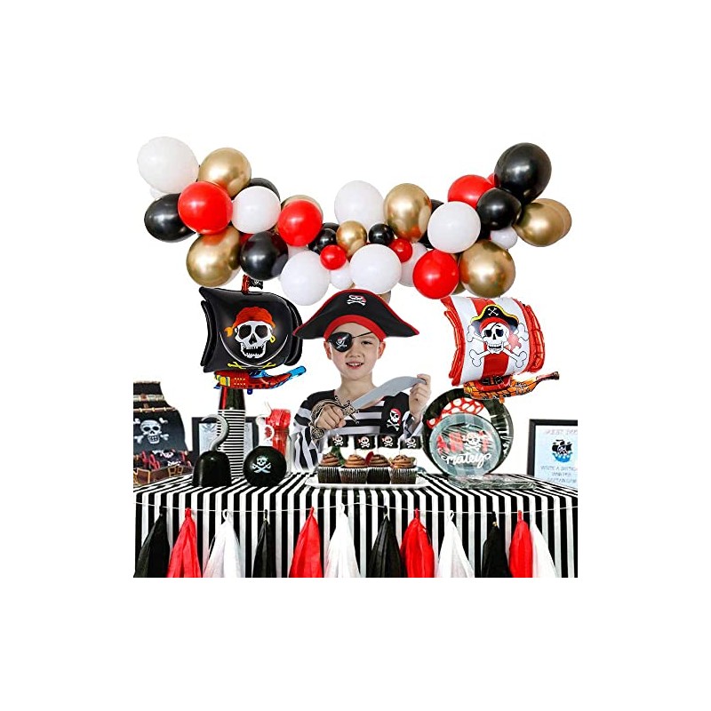 SPUNICOS Children's Pirate Costume with Pirate Hat,Eyepatch,Pirate Cutlass Kids Small(4-6)