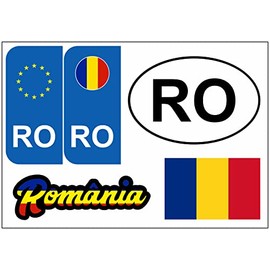 Daged Romania Sticker Card 5 Pieces – Foreign License Plate Number Plate Car Motorcycle Biker Flag Vinyl KN