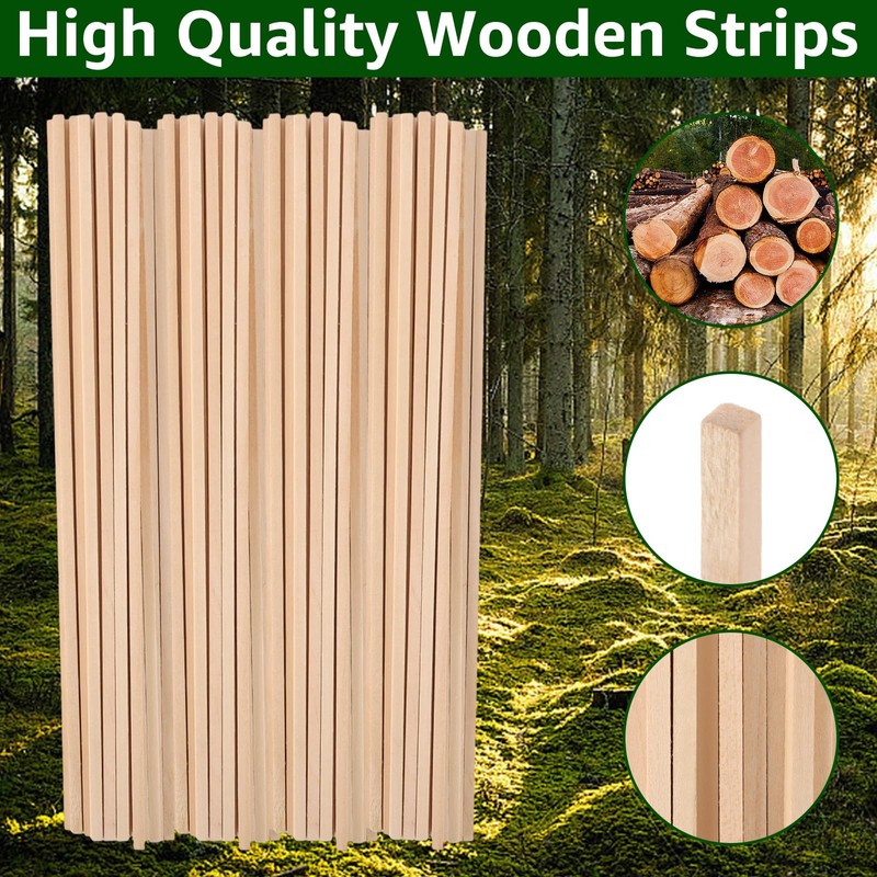 VIDETOL Pack of 100 Square Wooden Sticks, 30.5 x 0.5