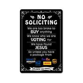 Funny Dark Humor Metal Tin Sign,No Soliciting Sign For House Office Home Garden Yard Front Door 8 x 12 Inch