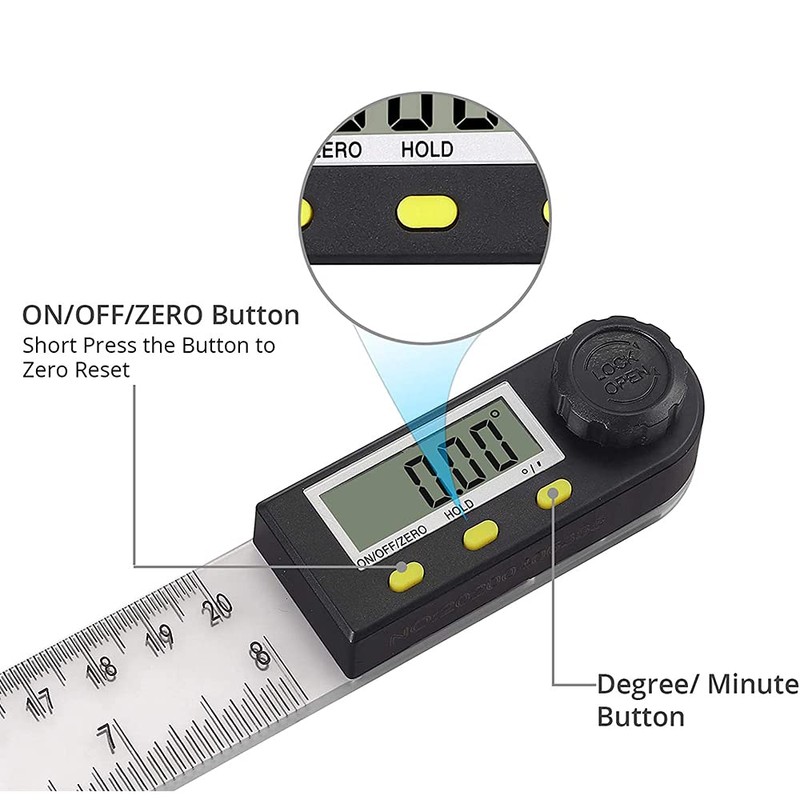 ANCLLO Digital Angle Finder Ruler 8 inch/200mm Digital Protractor with