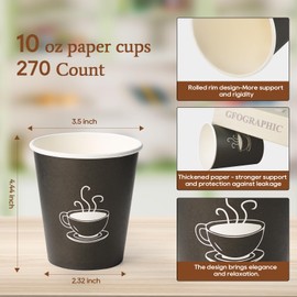 TV TOPVALUE 10 oz Paper Cups, 270 Count, Disposable Coffee Cups for Water, Juice or Tea, Perfect for Office Parties or Events