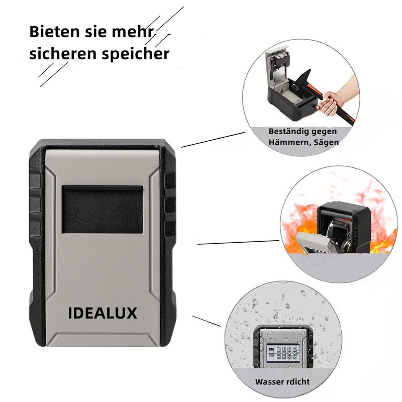 IDEALUX Key Box, Metal Grey Keylock Box Wall Mounted, Portable