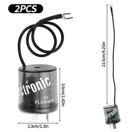 2 Pack 2 Pin LED Flasher Relay with Ground Wire, 12V Universal Car Blinker Relay for Fixing Hyper Flash & Turn Signal Flickering, Compatible with Cars Trucks SUVs