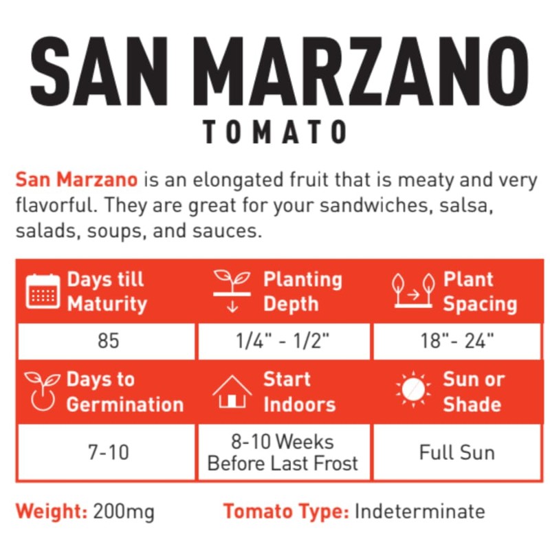 Gardeners Basics, San Marzano Tomato Seeds for Planting Heirloom Non-GMO