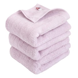 Hiorie Certified Imabari Face Towel, Fluffy Ribbed Towel, Set of 3, Lavender, Made in Japan, Made With Valuable Extra-long Cotton, Absorbent, Imabari Brand, 100% Cotton
