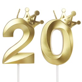 Crown Birthday Candle 20 Gold, 20 Candles for Birthday Cakes,Number 20 Crown Candle,20th Birthday Candles Sparkle Decoration for Birthday Party Wedding Anniversary Celebration Supplies