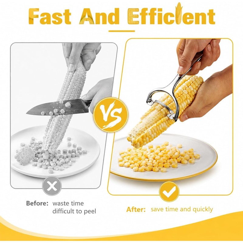 2PCS Upgraded Corn Peeler 304 Stainless Steel Corn Kernel Remover,