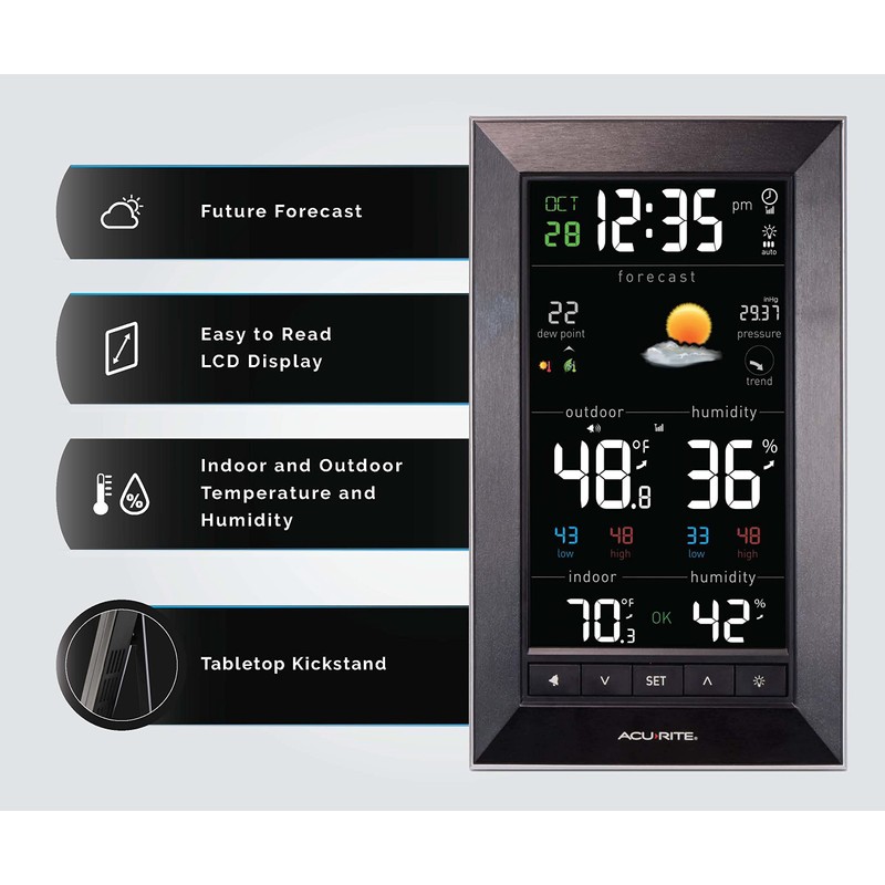 AcuRite Digital Vertical Weather Forecaster with Indoor/Outdoor Temperature, Humidity, and