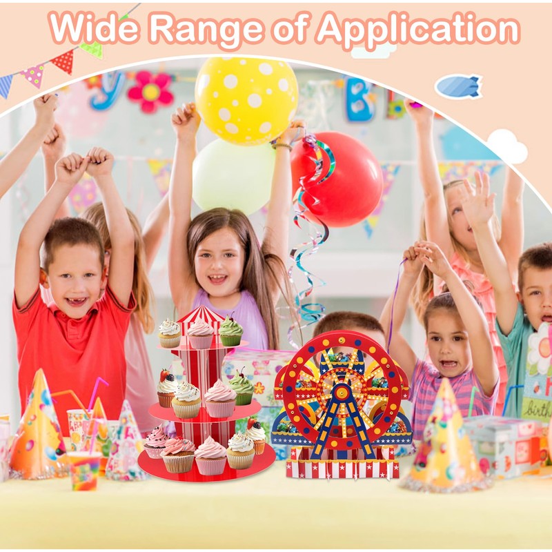 4 PCS 3 Tier Ferris Wheel Cupcake Holder and Carnival