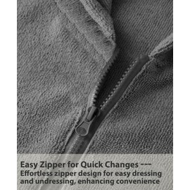 Weecreeture Hooded Towel Poncho with Zipper and Pocket, Surf Poncho for Men and Women, Beach Bath Changing Robe Cover Up Dark Gray M