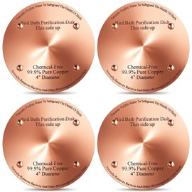 MorningRo 4 Pcs Copper Disc for Bird Bath 0.6mm Thick Reinforced 99.99% Pure Copper Bird Bath Purification Disk with 4 Point Support for Birdbath Cleaner, 4 Inch in Diameter