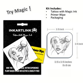 INKARTLINK Semi Permanent Tattoo, Temporary Tattoo, party tattoo, beautiful and realistic design, fun tattoo experience, cruelty-free, non-reflective, waterproof (Love Witch)