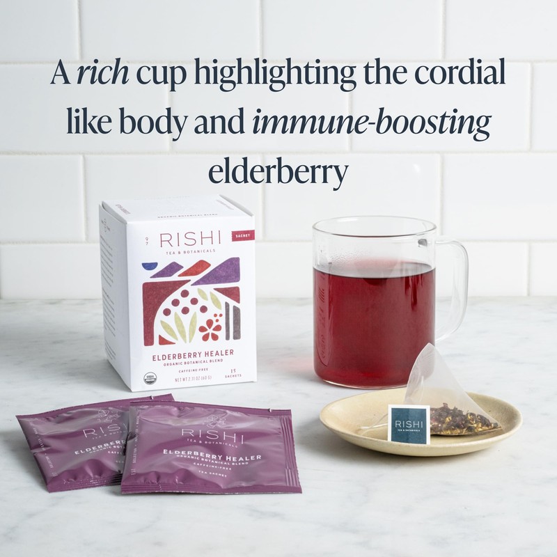 Rishi Tea Elderberry Healer Herbal Tea - Organic, Caffeine Free