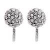 Clip On Earrings – Silver Plated Ball with Clear Crystals