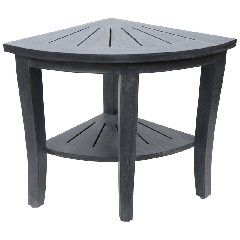 Redmon Genuine Teak Corner Bench, Weathered Grey