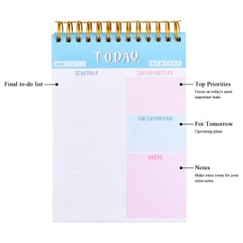 To Do Lists Pad, 16 x 11.4 cm, 50 Pages Colourful To-Do List Notebook, Thicker Paper Task Planner for Office, Home, School, Daily Planner Notepad for Tasks, Appointments, Notes