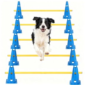 Juego de conos de agilidad para perros, 10er conos de agilidad de 12.5 pulgadas y varillas de agilidad de 5er de 31.5 pulgadas, barra transversal ajus