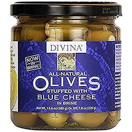 Divina Olives Stuffed With Blue Cheese in Brine, 7.8 oz Jars (Pack of 3)