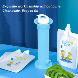 7Pcs Conjunto Fabricante De Bolsas De Comida Para BebéS, EstacióN Reutilizable De Alimentos Para BebéS Streeze Stape Casa Pounta De Fuga Casa De La Pounta De La PountaciÓN (Azul)