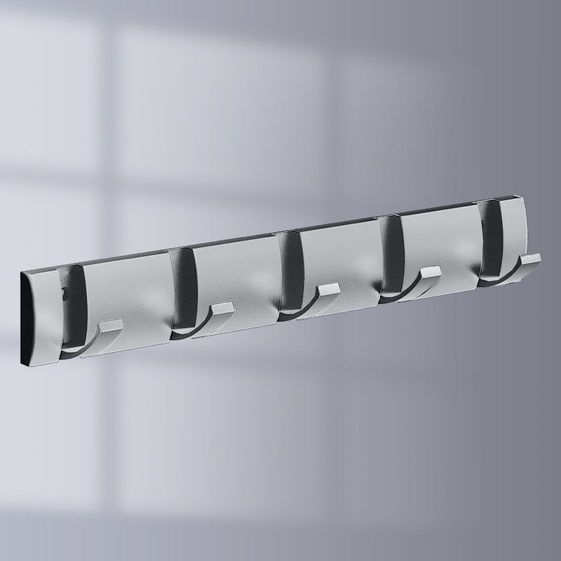 Thickened Invisible Hook 5 Hook Wall Mounted Coat Rack Folding