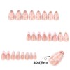3D Handmade Press on Nails French Tip Medium Almond Shape