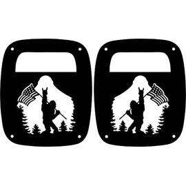 JeepTails Bigfoot Horns and US Flag Tail lamp Light Covers Compatible with Jeep CJ or YJ and TJ Wranglers Set of 2
