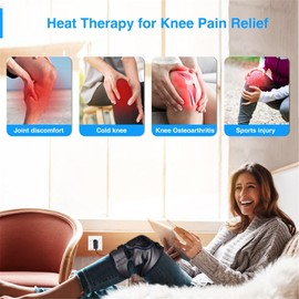 HEAXIY Knee Massager with Heat and Kneading, Electric Vibration Knee Brace Wrap for Arthritis, Cramps, Meniscus Pain (1 Pair)