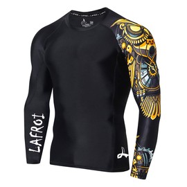 LAFROI Men's Long Sleeve UPF 50+ Baselayer Skins Performance Fit Compression Rash Guard-CLYYB Asym Time Manager Size XXL
