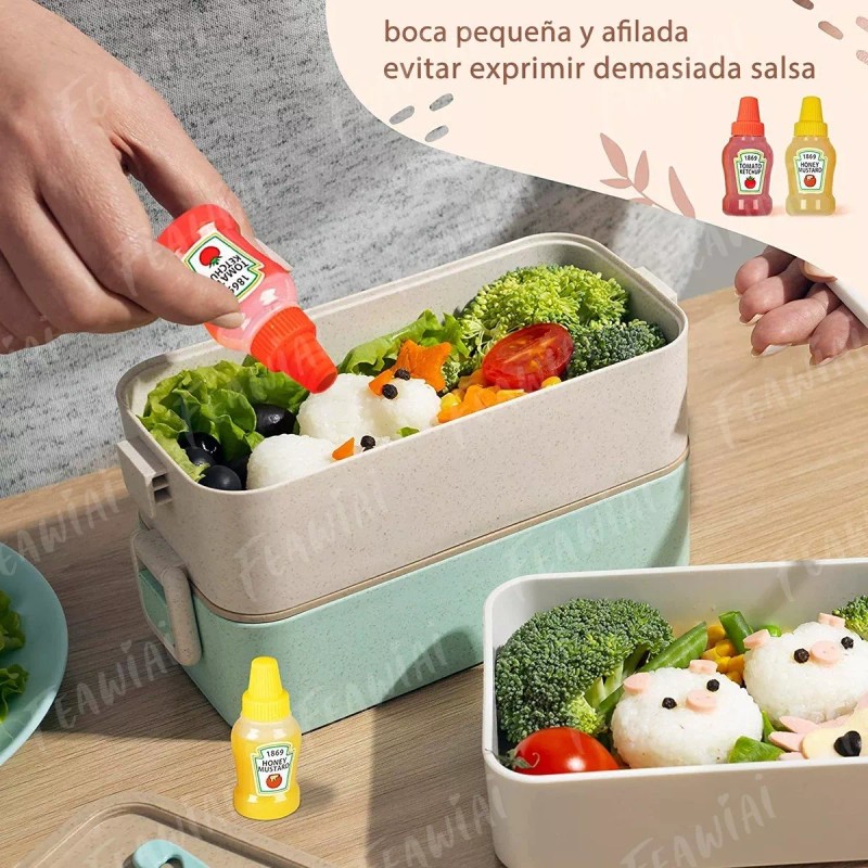 Feawiai 4pcs Frascos Catsup Moztaza Mini Lunch Oficina Viajes 25ml