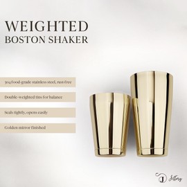Jettory Boston Shaker, 2-Piece Stainless Steel Cocktail Shaker Set, 750 ml / 500 ml Cocktail Shaker, Bar Set for All Professional Bartender and Home Cocktail Lovers (Gold)