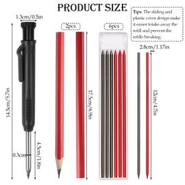 Carpenters Pencil Mechanical Pencil Set with 6 Refills and 2 Pencil, Tracer Pencil Refills with Sharpener Scribe Tool Work Pencils for Builders Construction Architect Woodworking