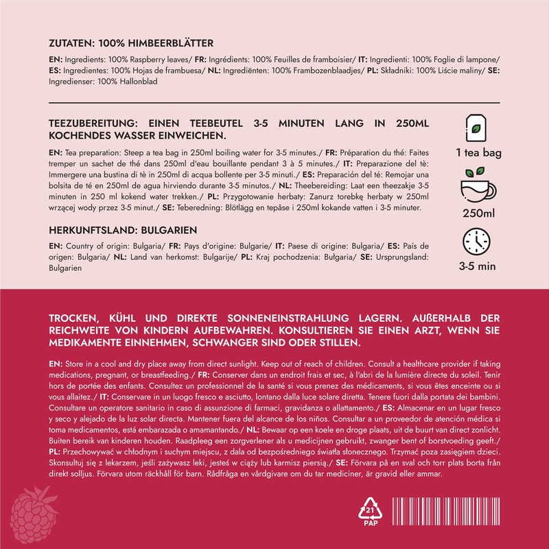 Raspberry Leaf Tea by Alpi Nature, 120 Raspberry Leaf Tea