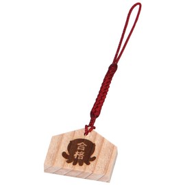 Octopus-kun Ema Strap, Pray for Passing, Wooden Key Holder, Small Goods, Moonstone agate, no jewels moonstone