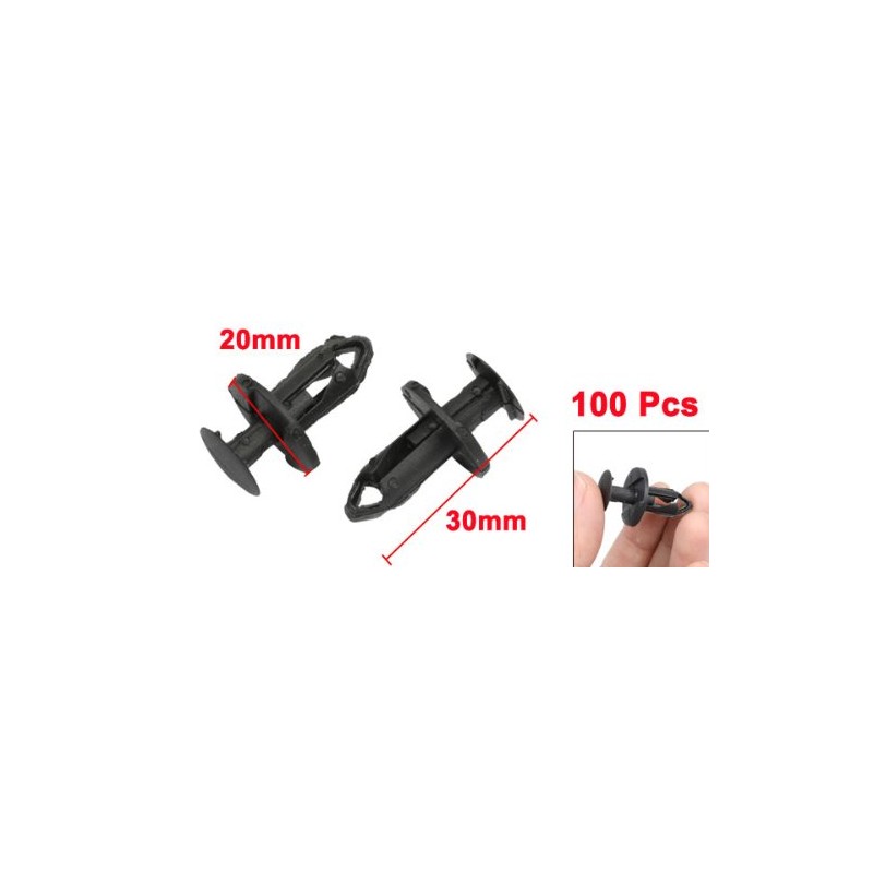 sourcingmap 100pcs 30mm Long Plastic Push Fasteners Rivets Clips 20mm