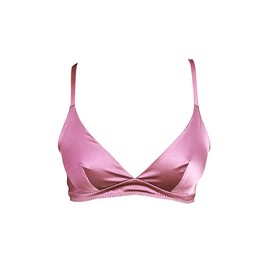 SilRiver Women's Silk Soft Cup Wireless Bra Bralette Top with Smooth Satin, Light Purple, Large