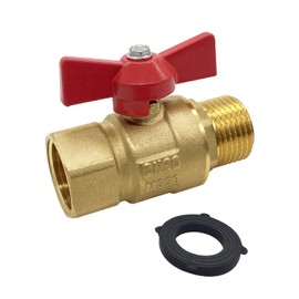BesNPT Garden Hose Shut Off Valve Full Flow,Brass 3/4” GHT Garden Hose Ball Valve Adapter Coupling,Heavy Duty No Restricted-Flow Water Shut-Off Connector