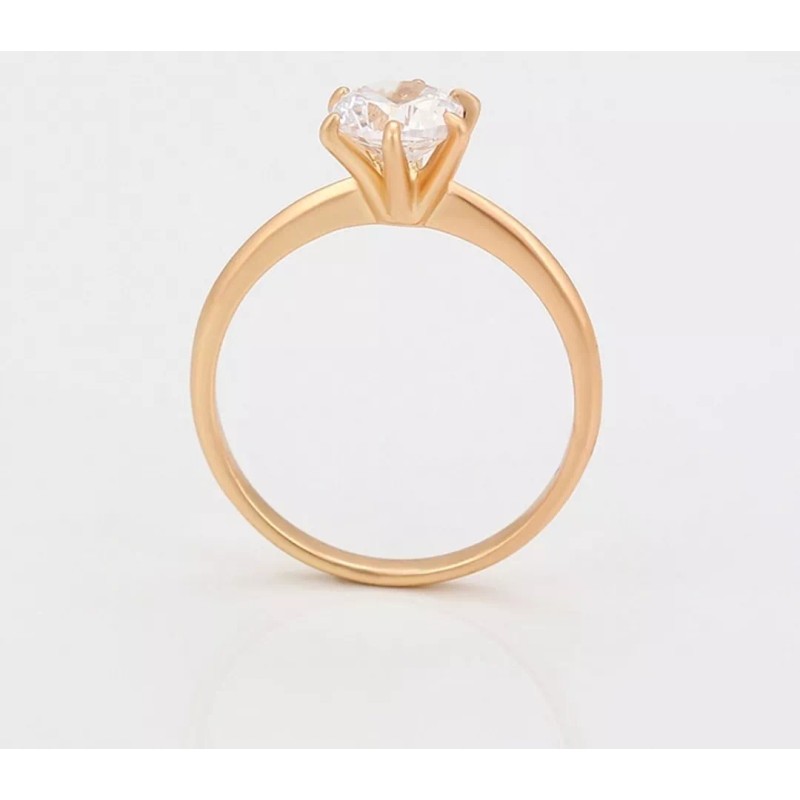 Dtup Anillo De Compromiso Solitario Chapado En Oro De 18k