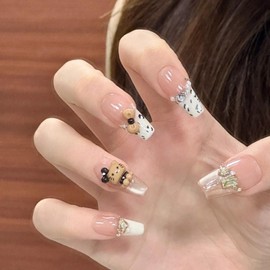 [Overseas] Tanning Kitty Nail Black Skin Kitty Wearing Armor Sweet Cool Style Leopard Cartoon Kt Cat Eyes Pr E 32 Deep Evening Butterfly + S [Delivery Nail Tool] 30ea