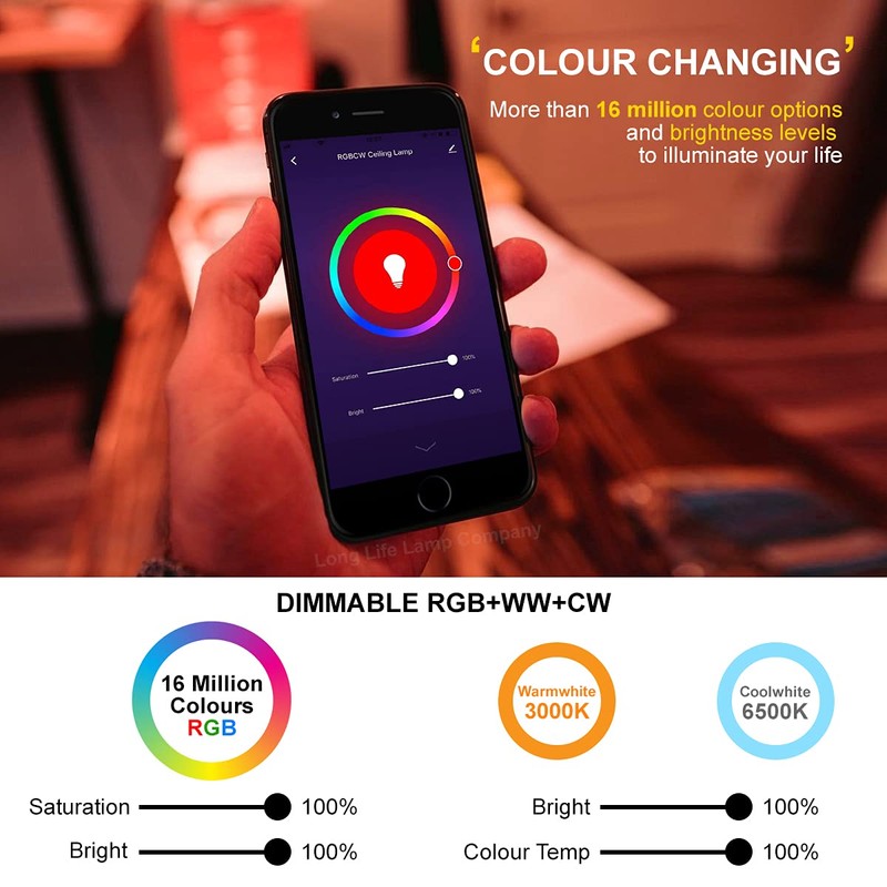 36w Round LED Ceiling Light Dimmable RGB Smart WiFi Mood