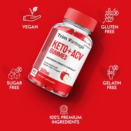 Trim Vantage ACV Gummies, TrimVantage + ACV Gummies, Advanced Formula Supplement for Men and Women, 3 Month Supply (3 Pack)