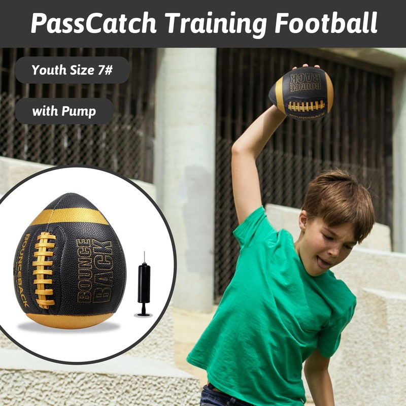 BOUNCEBACK Composite Football, Pass Catch Training Football, Youth Size 7(Ages