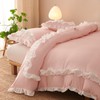 Jolusere Ruffle Comforter Set Queen Pink 3 Pieces Shabby Chic