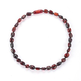 ELEGAMBER Baltischer natürlicher Bernstein-Halskette（Länge 45 cm，rot）， 100% zertifiziert und authentisch， hohe Qualität， echter ursprünglicher Baltischer Bernstein.